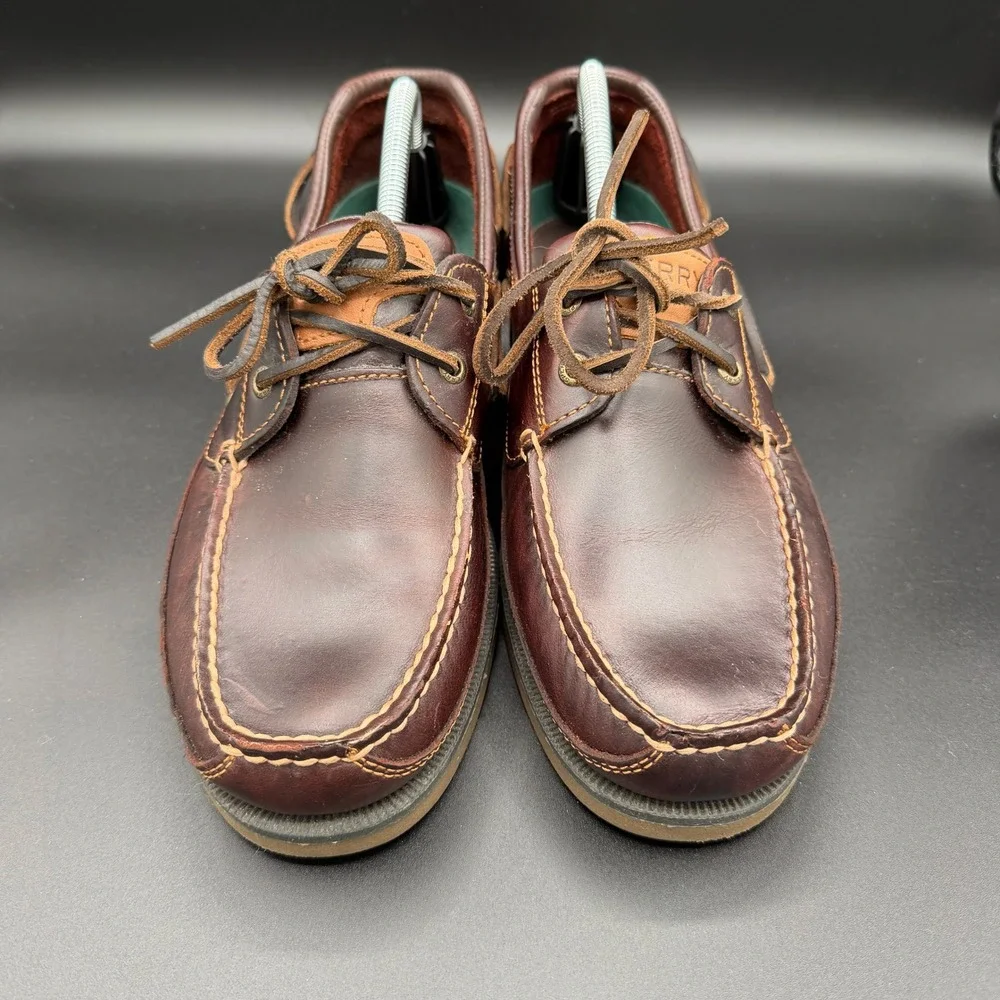 Sperry Mens Mako 2-Eye Canoe Moc Boat Shoes Amaretto Leather 0764027 Size 11